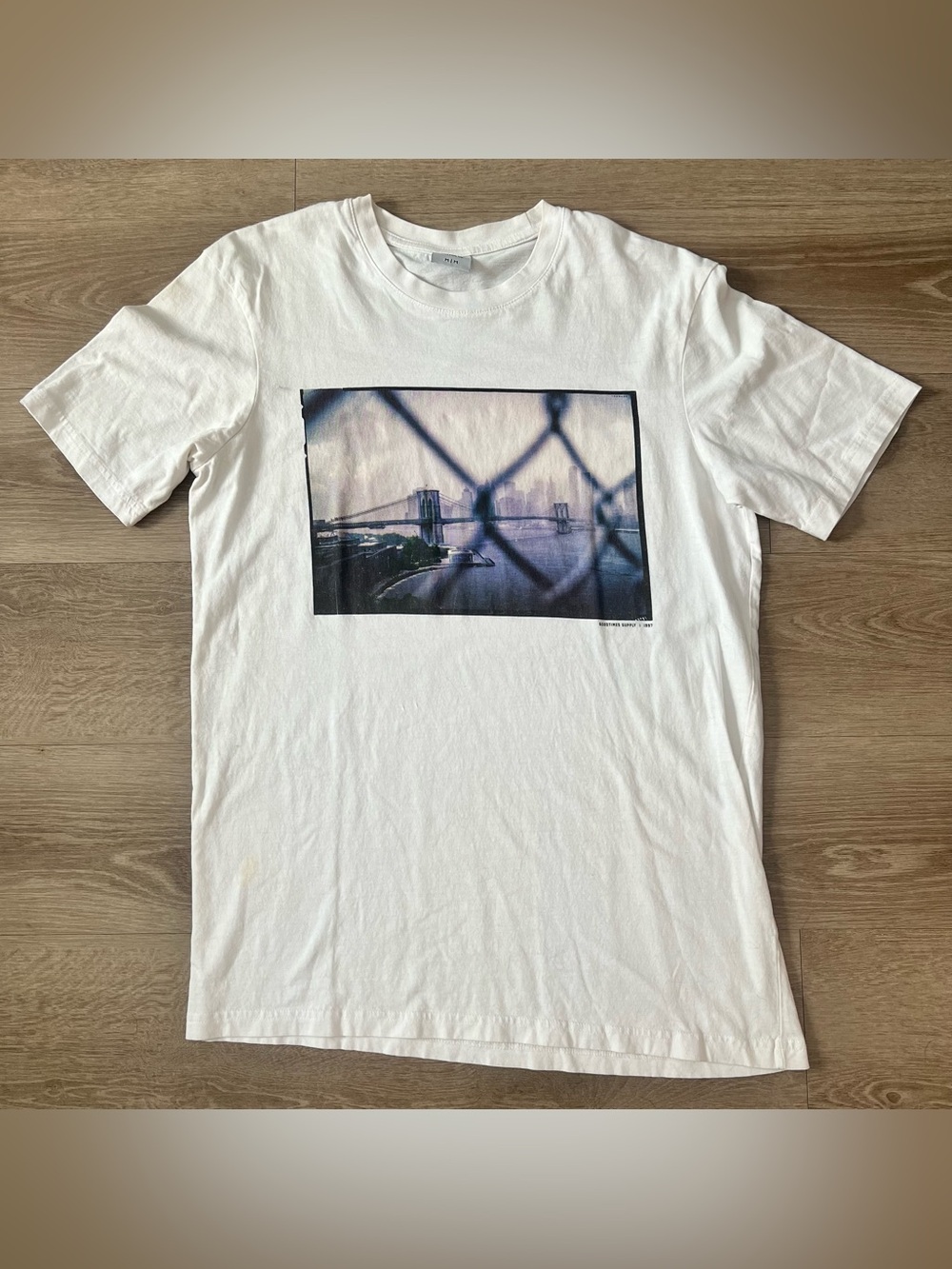 Cotton On White Graphic Crewneck Tee with City Bridge Print